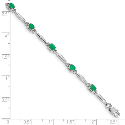 10K White Gold Diamond And Emerald Bracelet