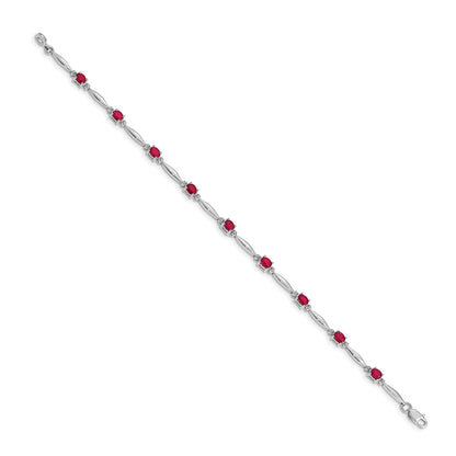 10K White Gold Diamond And Ruby Bracelet