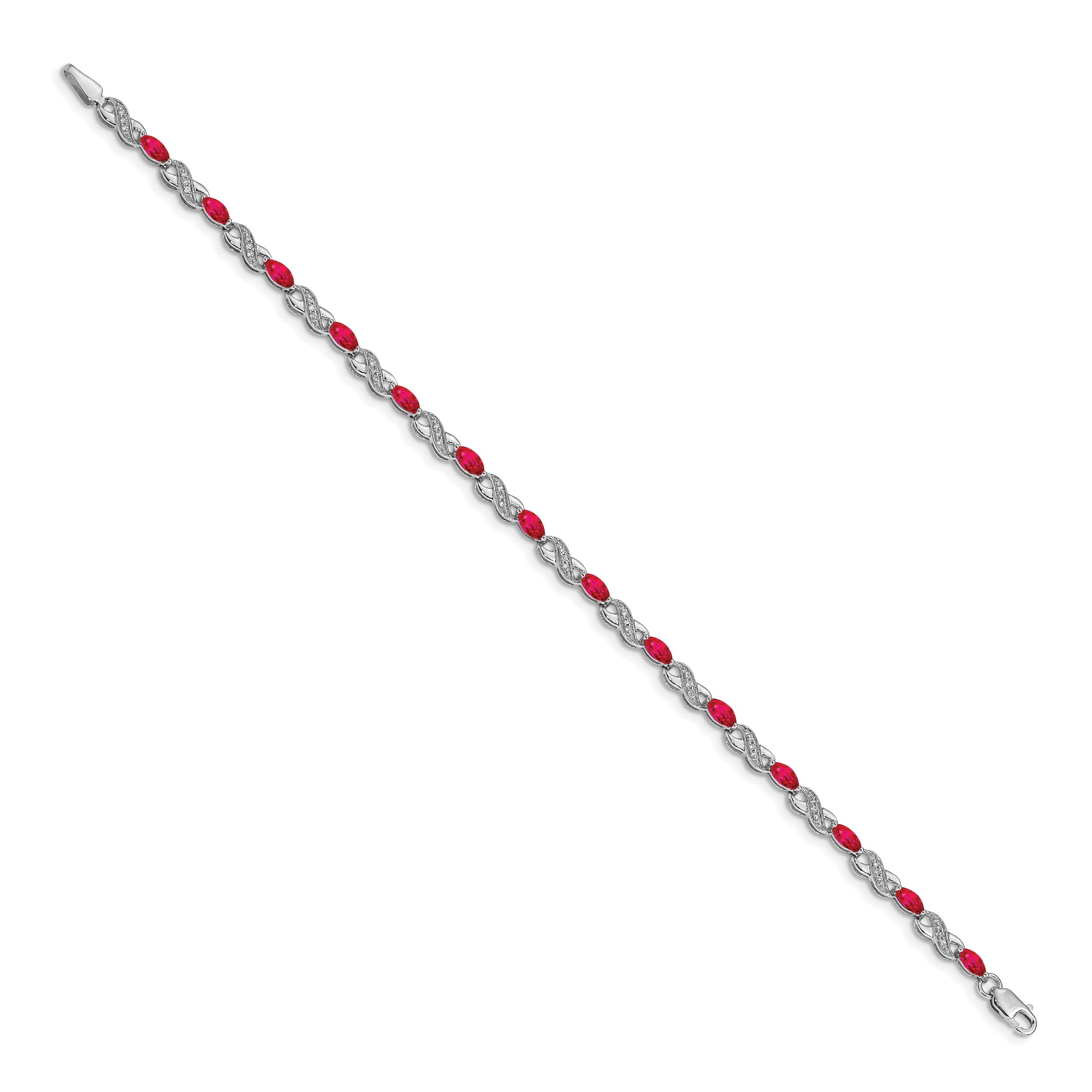10K White Gold Diamond And Ruby Infinity Bracelet
