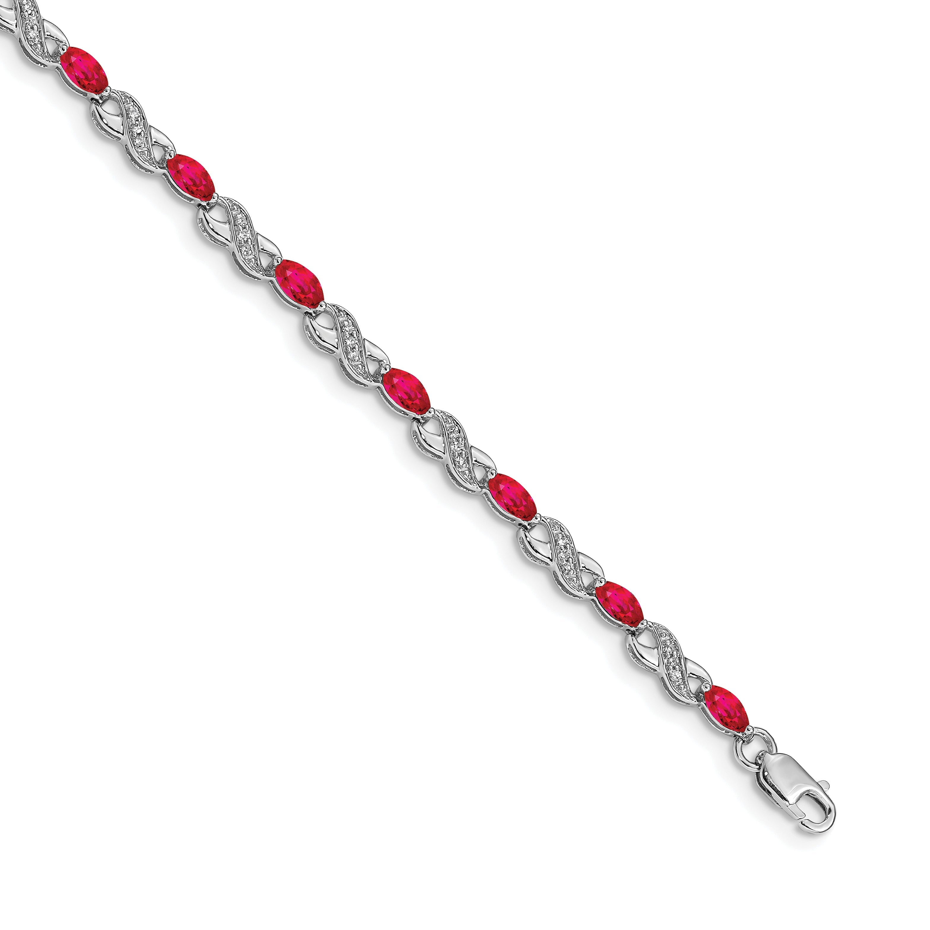10K White Gold Diamond And Ruby Infinity Bracelet