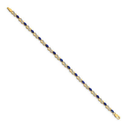 10K Yellow Gold Diamond And Sapphire Infinity Bracelet