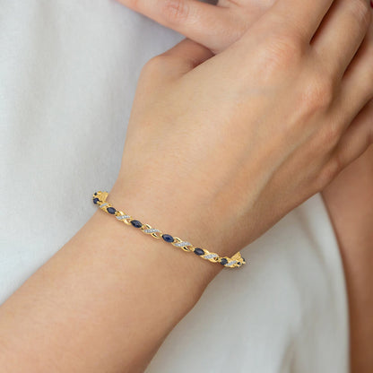 10K Yellow Gold Diamond And Sapphire Infinity Bracelet