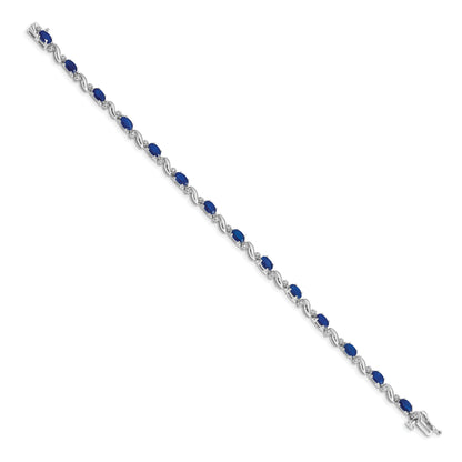 10K White Gold Diamond And Sapphire Bracelet