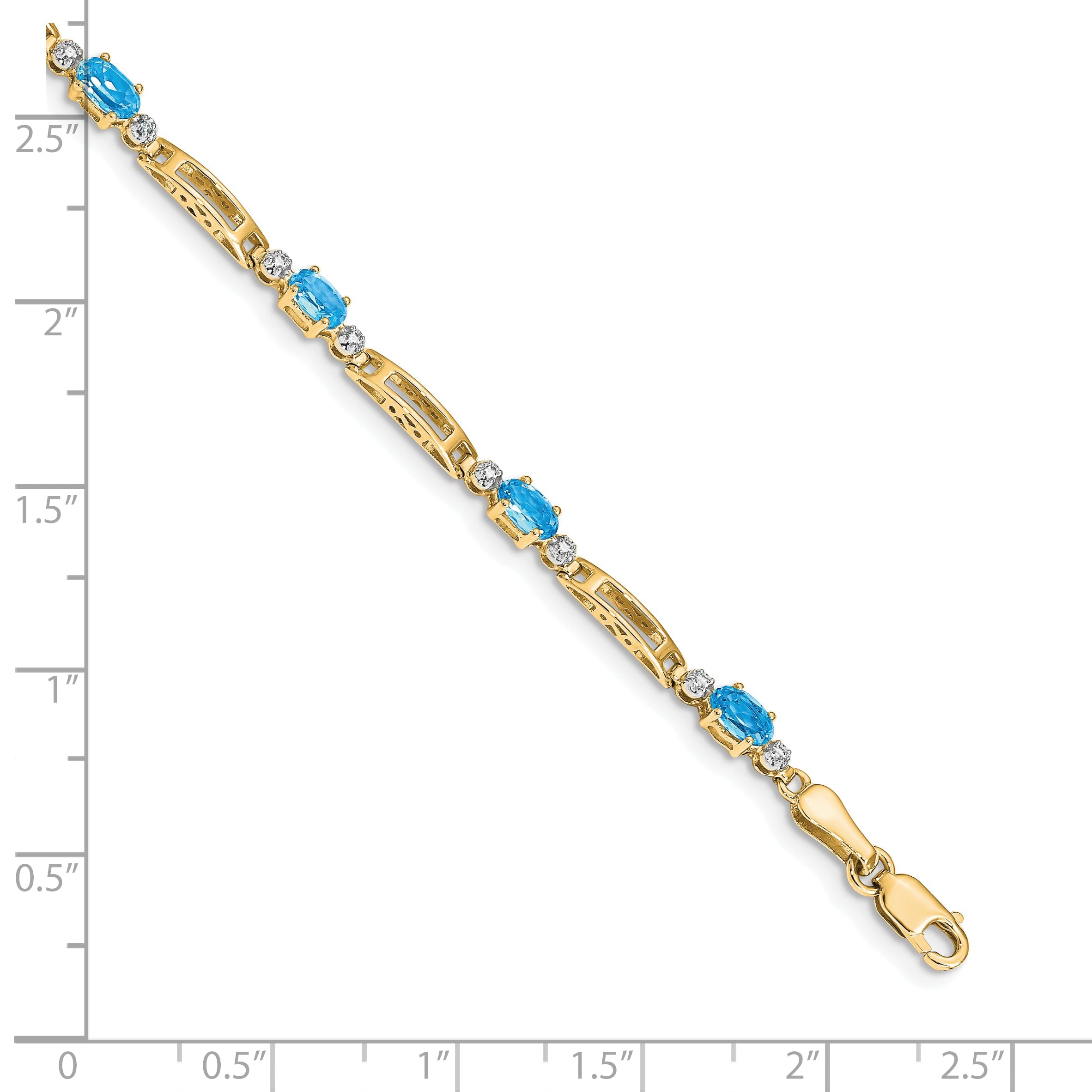 10K Yellow Gold Diamond And Blue Topaz Bracelet