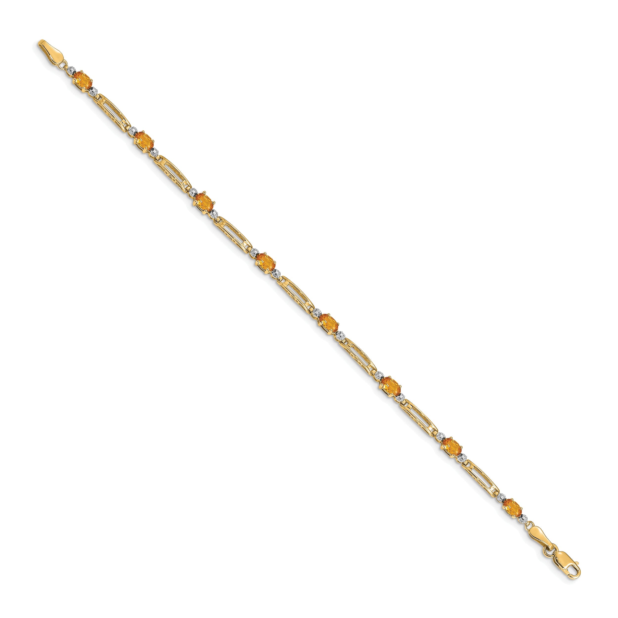 10K Yellow Gold Diamond And Citrine Bracelet