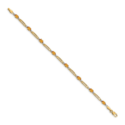 10K Yellow Gold Diamond And Citrine Bracelet