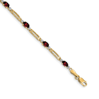 10K Yellow Gold Diamond And Garnet Bracelet