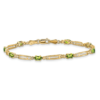10K Yellow Gold Diamond And Peridot Bracelet