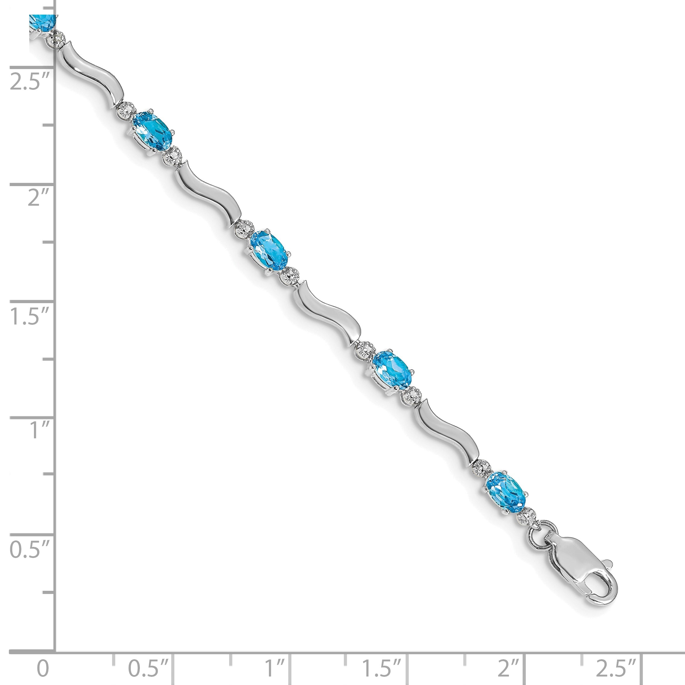 10K White Gold Fancy Diamond And Blue Topaz Bracelet