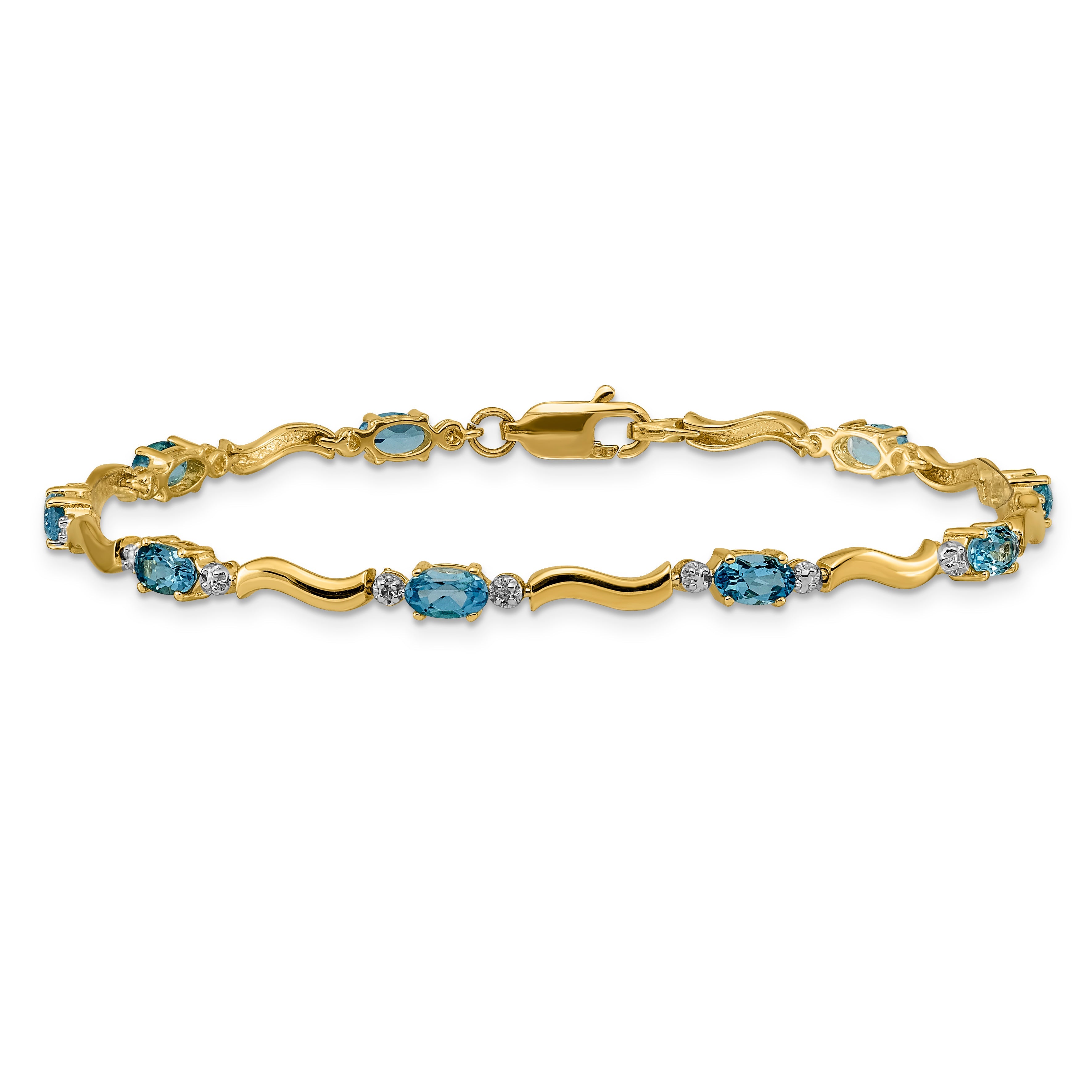 10K Yellow Gold Fancy Diamond And Blue Topaz Bracelet