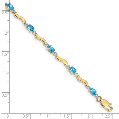 10K Yellow Gold Fancy Diamond And Blue Topaz Bracelet