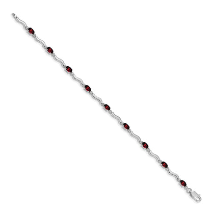 10K White Gold Fancy Diamond And Garnet Bracelet