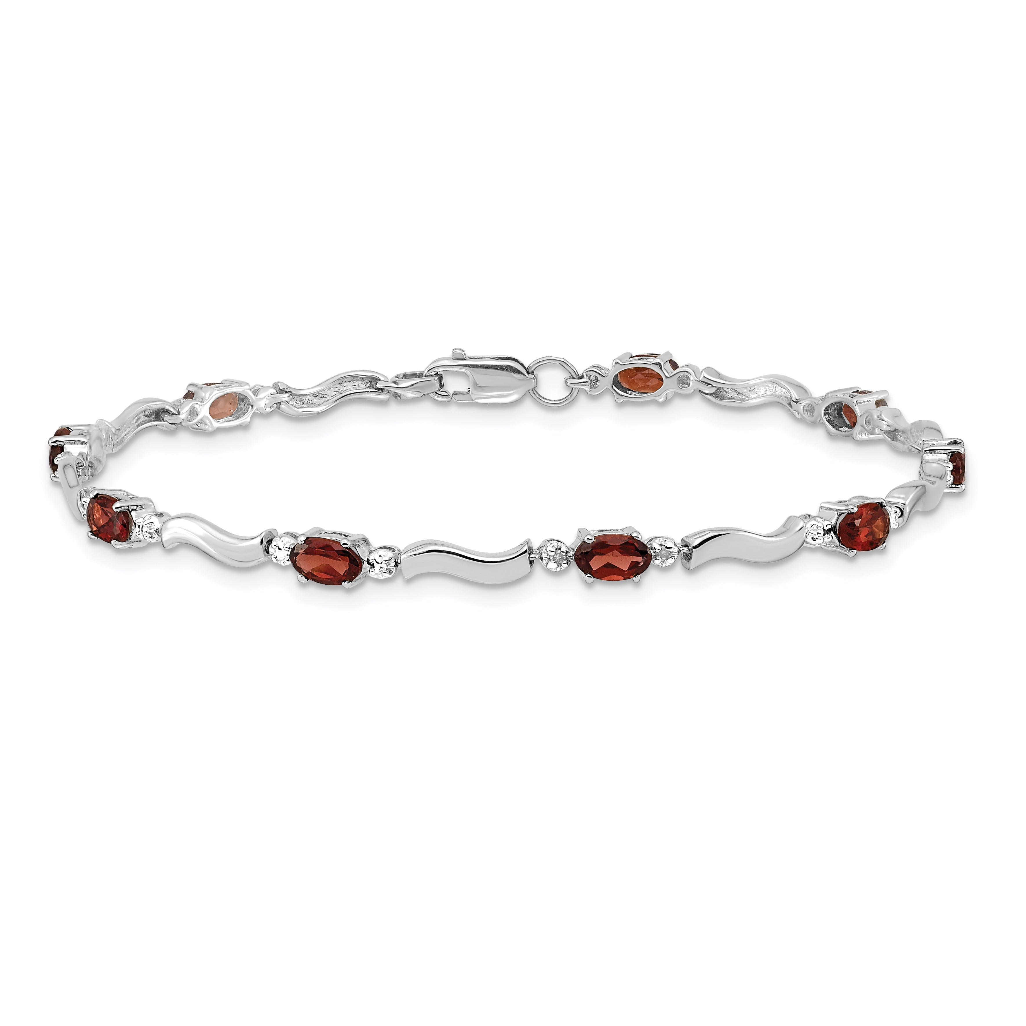 10K White Gold Fancy Diamond And Garnet Bracelet