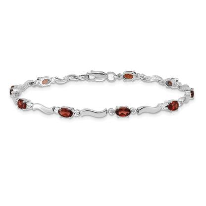 10K White Gold Fancy Diamond And Garnet Bracelet
