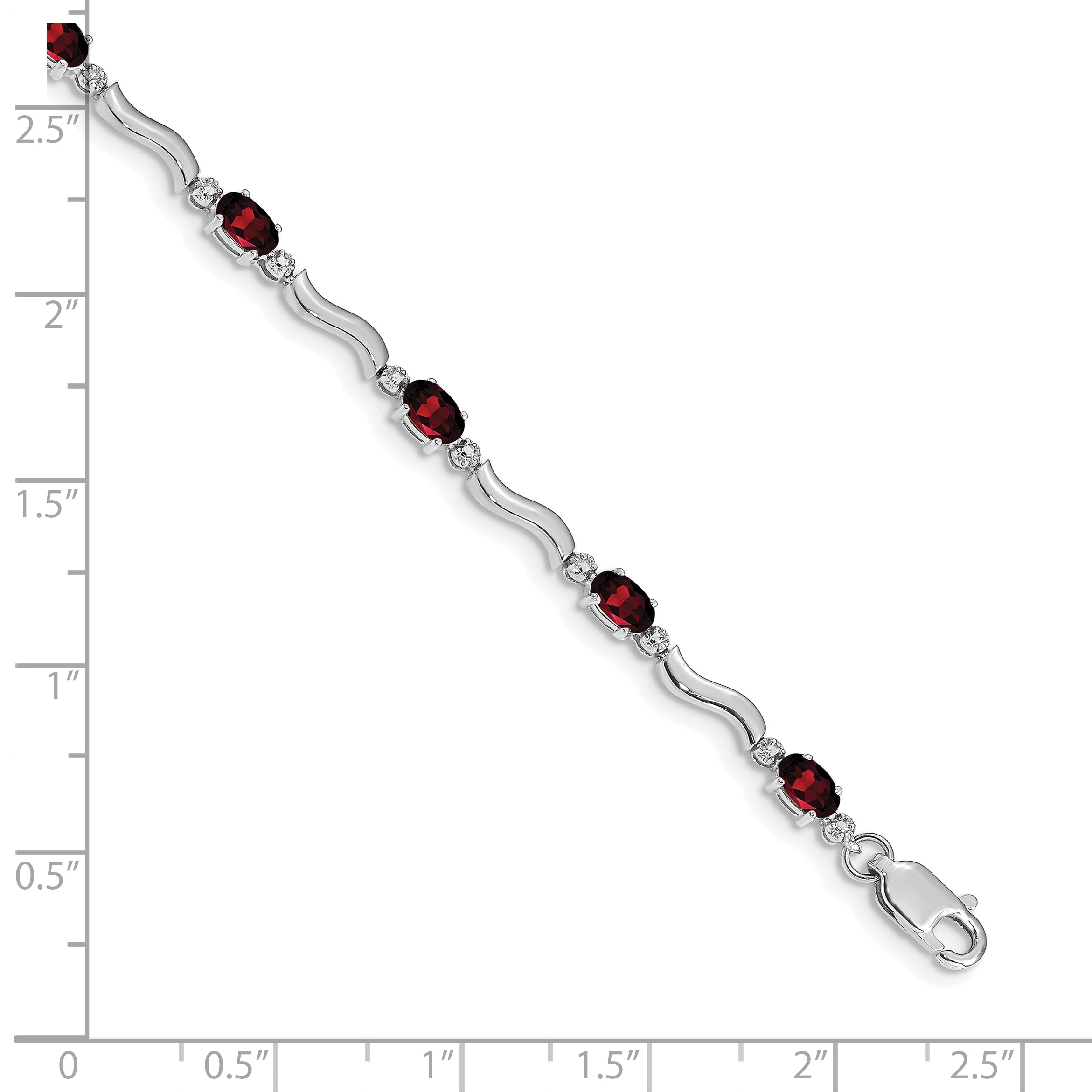 10K White Gold Fancy Diamond And Garnet Bracelet
