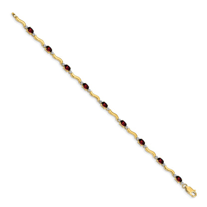 10K Yellow Gold Fancy Diamond And Garnet Bracelet