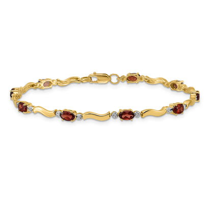 10K Yellow Gold Fancy Diamond And Garnet Bracelet