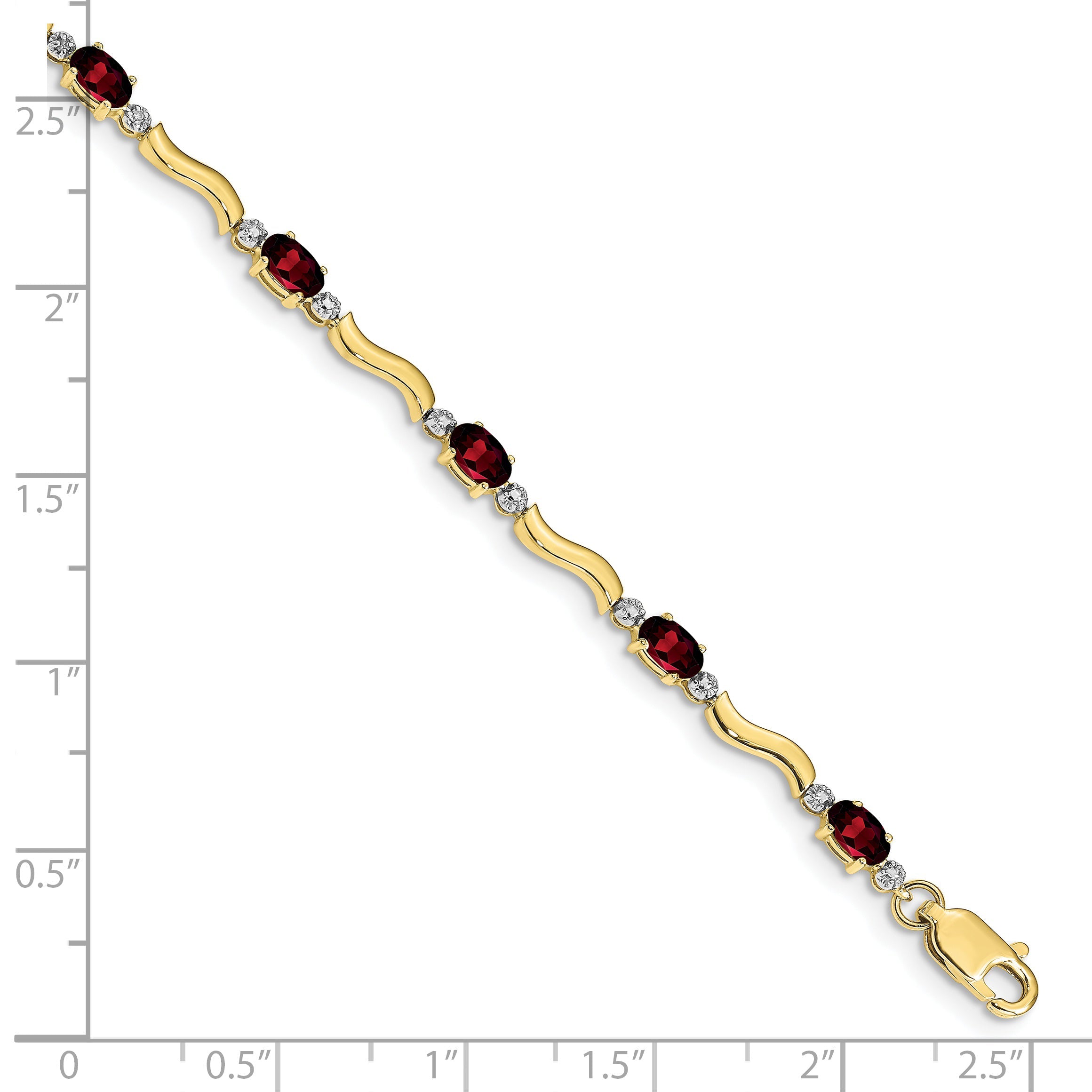 10K Yellow Gold Fancy Diamond And Garnet Bracelet