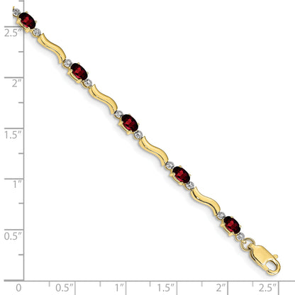 10K Yellow Gold Fancy Diamond And Garnet Bracelet