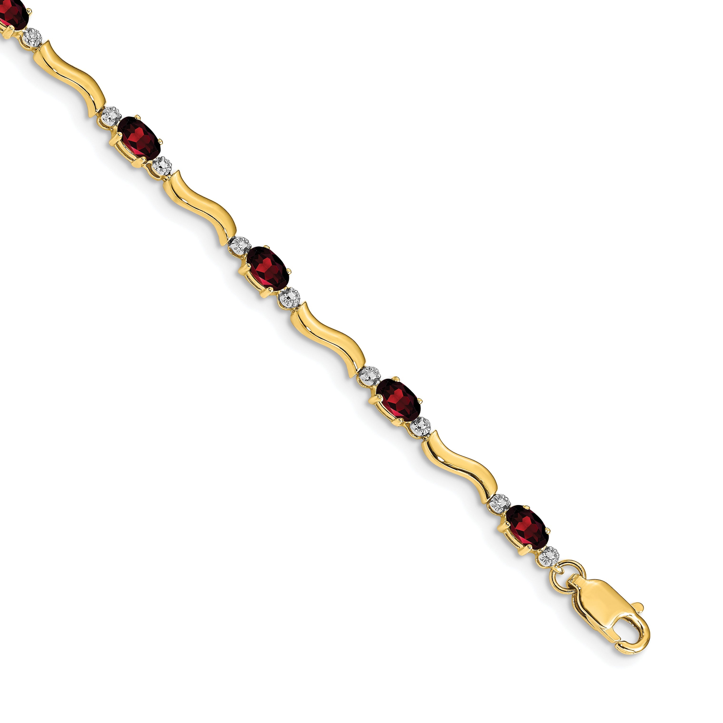 10K Yellow Gold Fancy Diamond And Garnet Bracelet