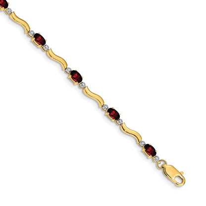 10K Yellow Gold Fancy Diamond And Garnet Bracelet