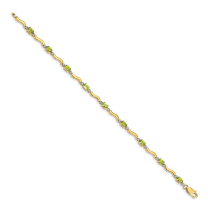 10K Yellow Gold Fancy Diamond And Peridot Bracelet