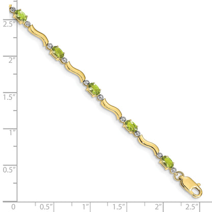 10K Yellow Gold Fancy Diamond And Peridot Bracelet