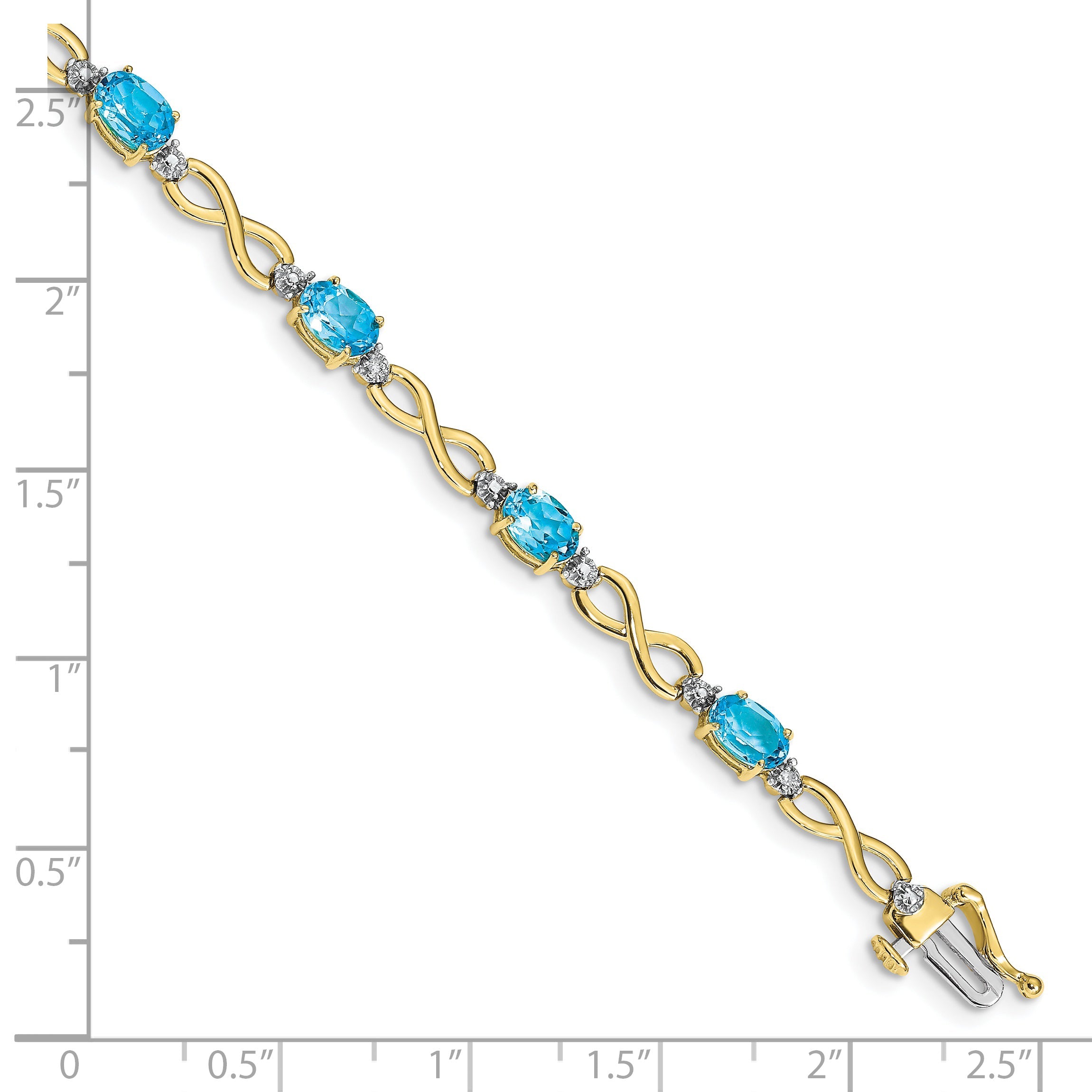 10K Yellow Gold Blue Topaz And Diamond Infinity Bracelet
