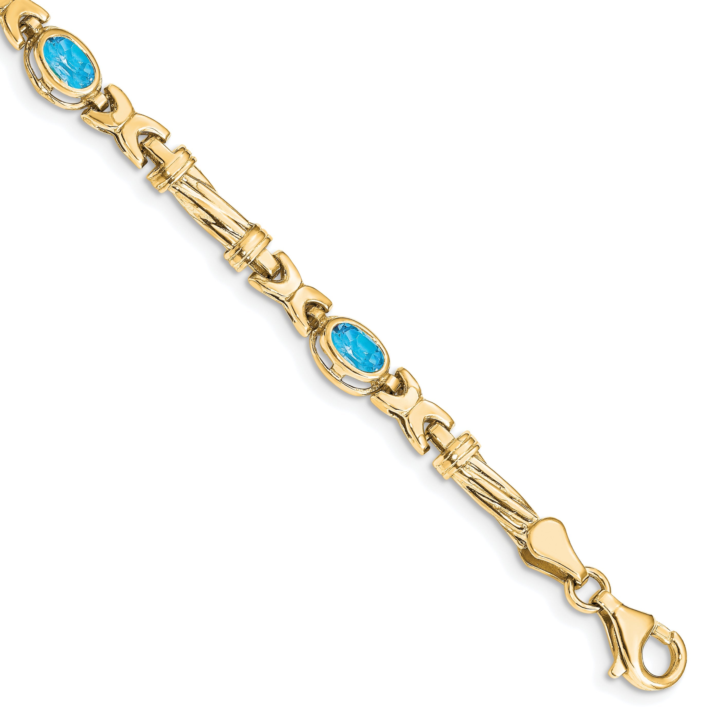 10K Yellow Gold Blue Topaz 4 Stone Bracelet