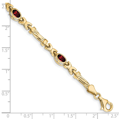 10K Yellow Gold Garnet 4 Stone Bracelet