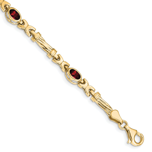 10K Yellow Gold Garnet 4 Stone Bracelet