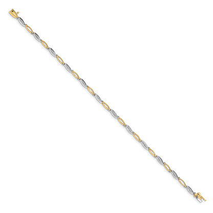 10K Two-Tone Diamond 7.5In Link Bracelet