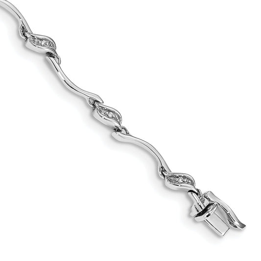 10K White Gold Diamond Link Bracelet