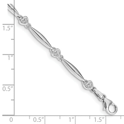 10K White Gold Diamond Heart Bracelet