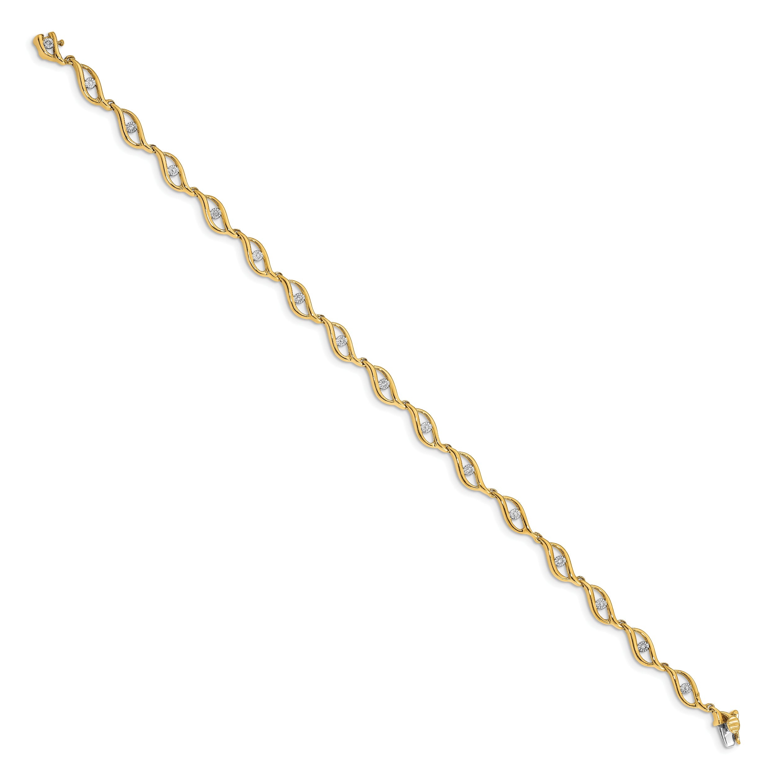 10K Yellow Gold Diamond 7.5In Link Bracelet