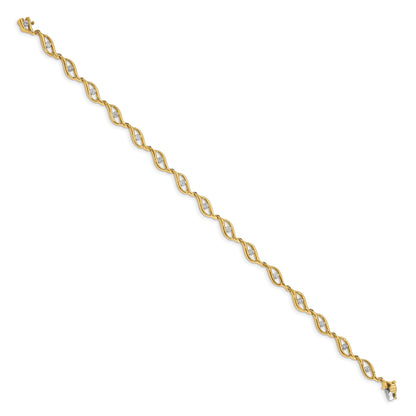 10K Yellow Gold Diamond 7.5In Link Bracelet