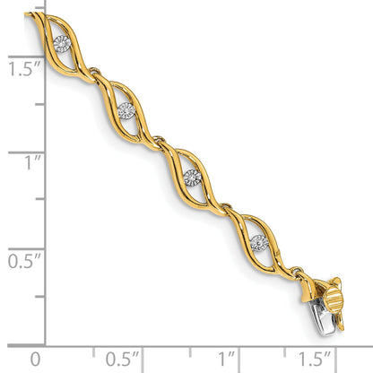 10K Yellow Gold Diamond 7.5In Link Bracelet