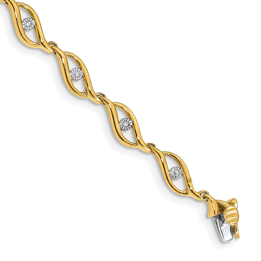 10K Yellow Gold Diamond 7.5In Link Bracelet