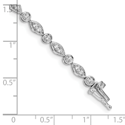 14k White Gold 3/4 Ct. Lab Grown Diamond VS/SI+ G+ 7 inch Fancy Bracelet