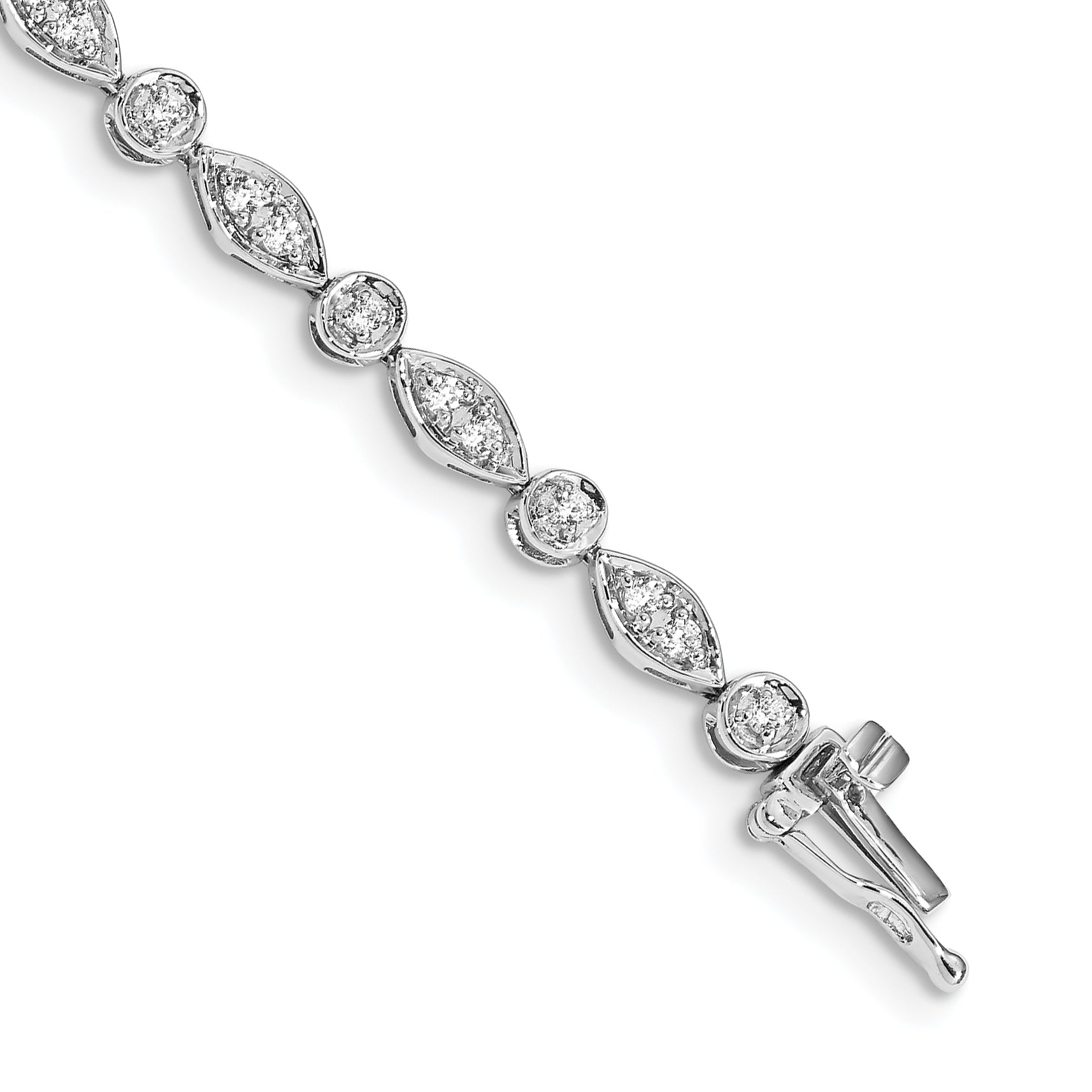 14k White Gold 3/4 Ct. Lab Grown Diamond VS/SI+ G+ 7 inch Fancy Bracelet