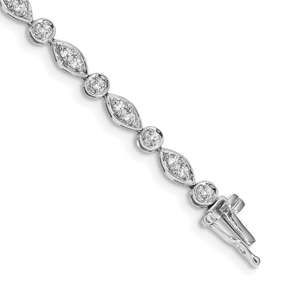 14k White Gold 3/4 Ct. Lab Grown Diamond VS/SI+ G+ 7 inch Fancy Bracelet