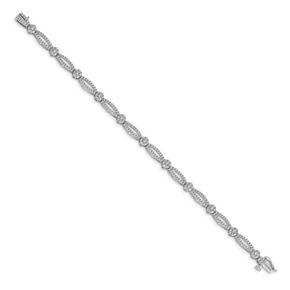 14k White Gold 2 Ct. Lab Grown Diamond VS/SI+ G+ 7 inch Fancy Flower Link Bracelet