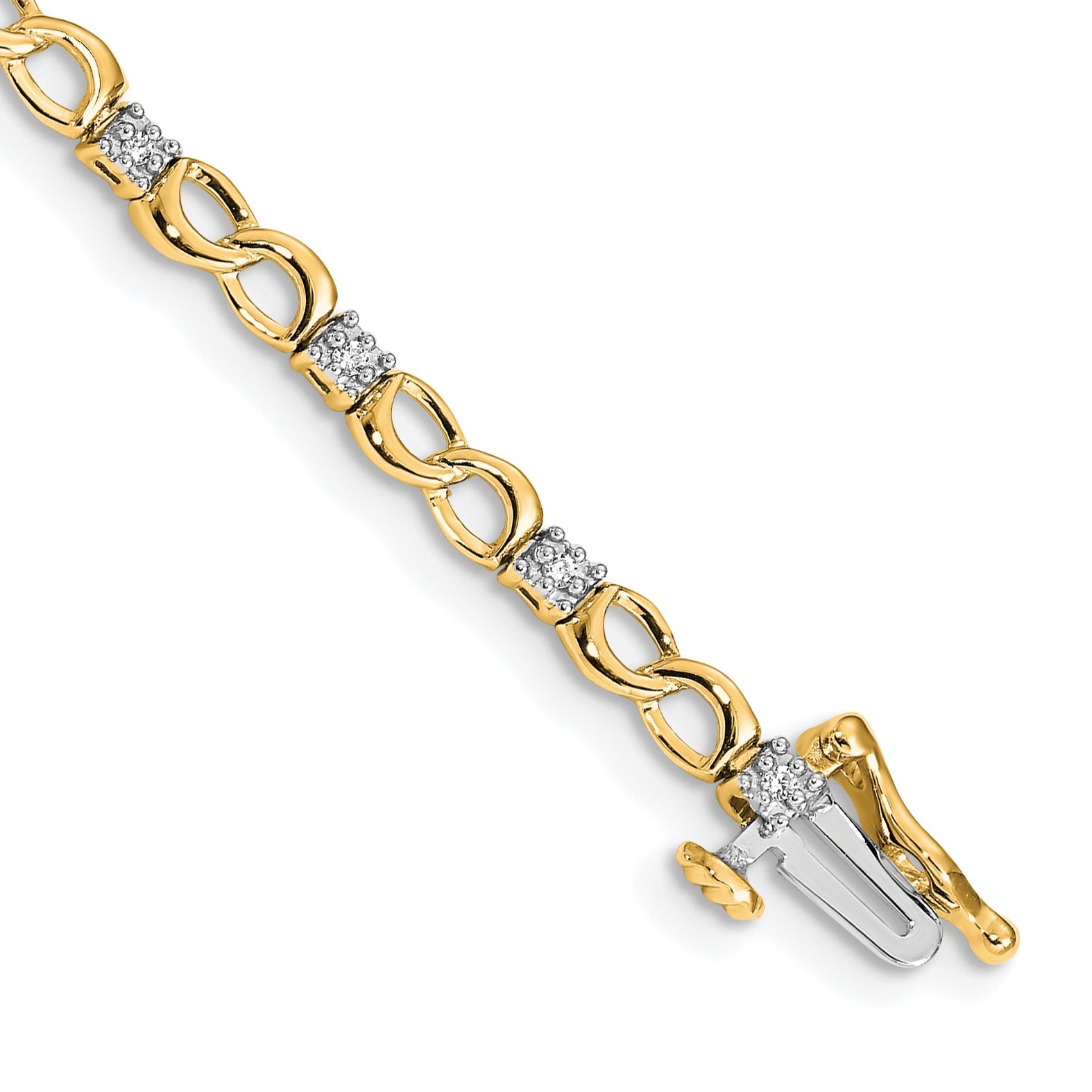 10K Yellow Gold Diamond Figure 8 Link Bracelet