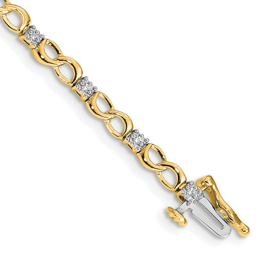 10K Yellow Gold Diamond Figure 8 Link Bracelet