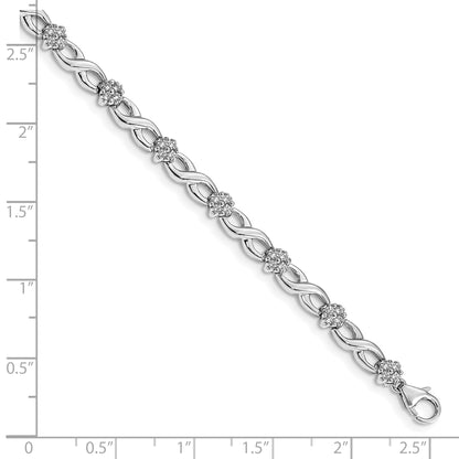 14k White Gold 1 Ct. Lab Grown Diamond VS/SI+ G+ 7 inch Flower Infinity Bracelet