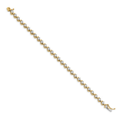 14k Yellow Gold 2 Ct. Lab Grown Diamond VS/SI+ G+ 7.25 inch Fancy Tennis Bracelet