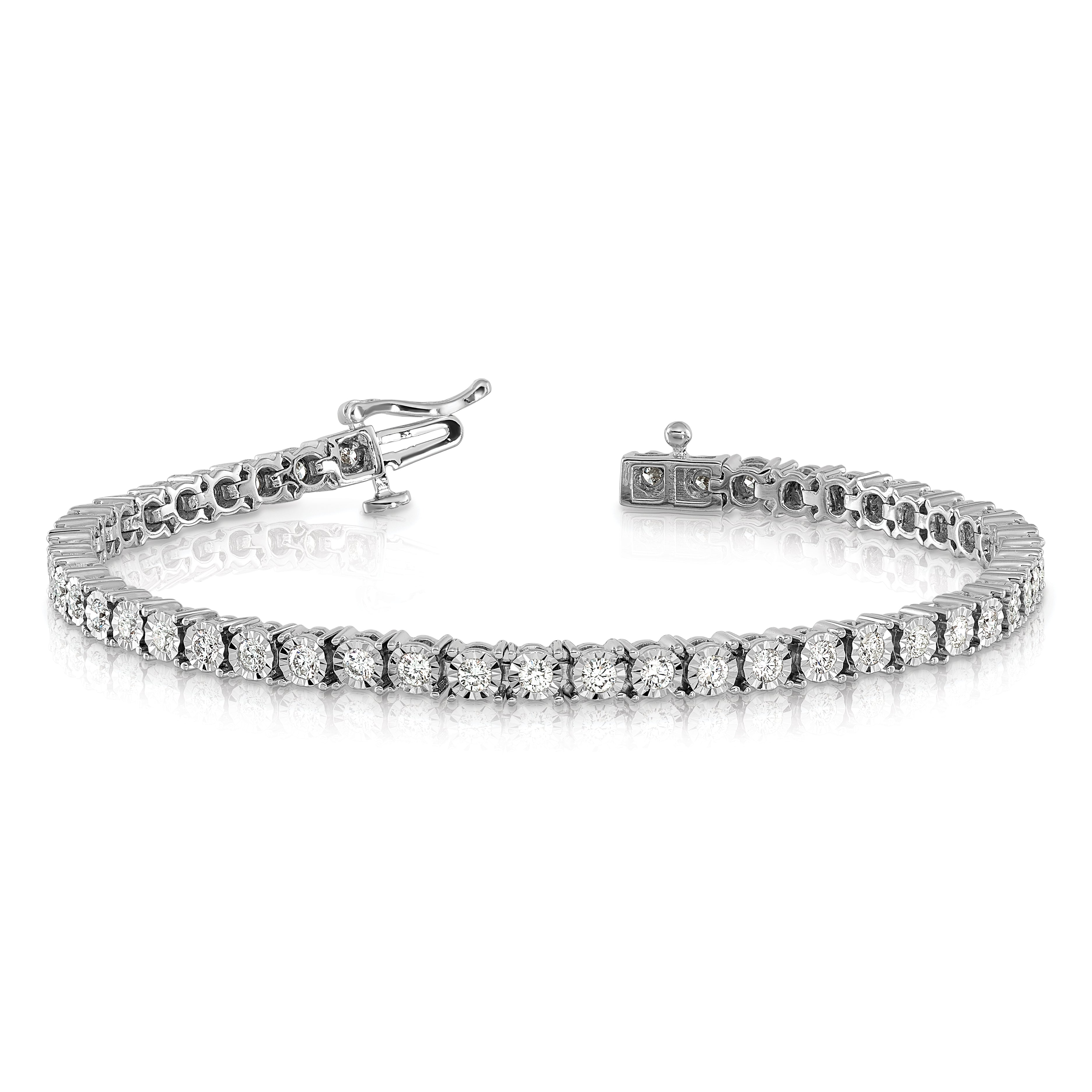 10K White Gold Illusion Setting Diamond Bracelet