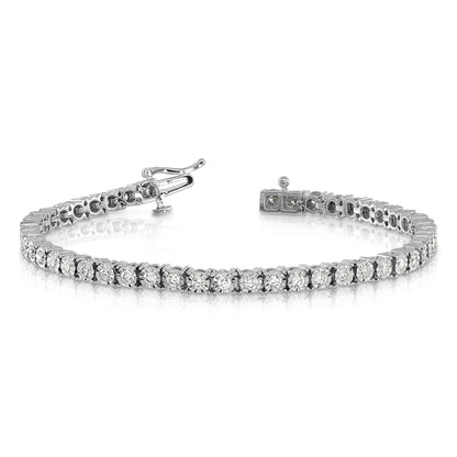 10K White Gold Illusion Setting Diamond Bracelet