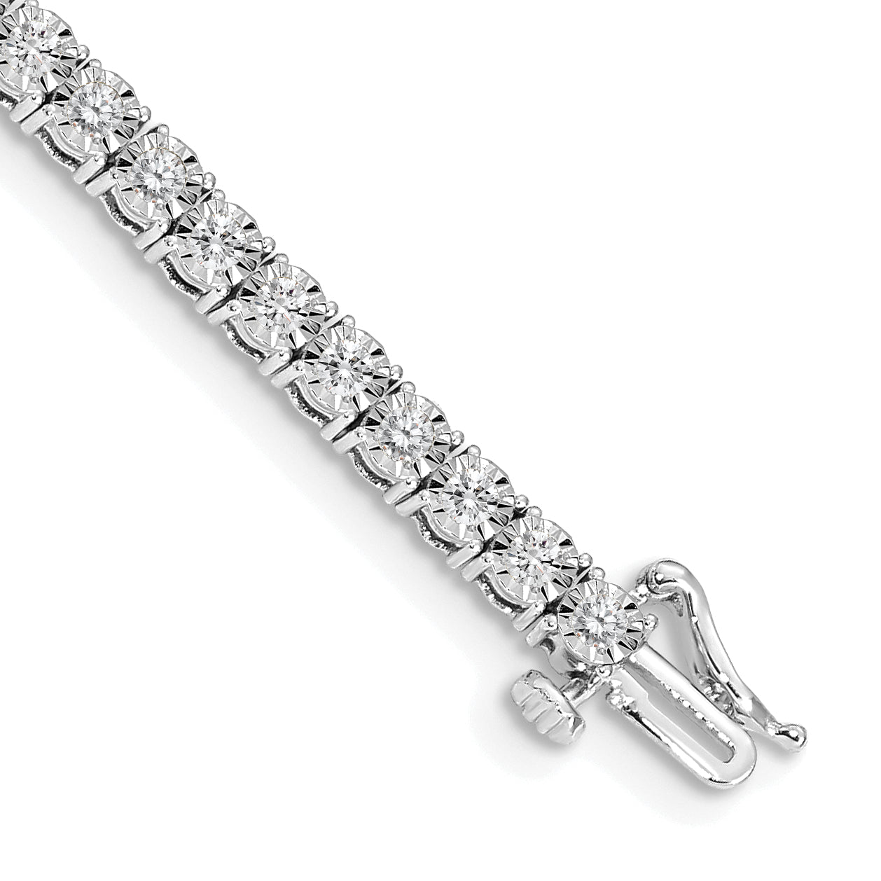 10K White Gold Illusion Setting Diamond Bracelet