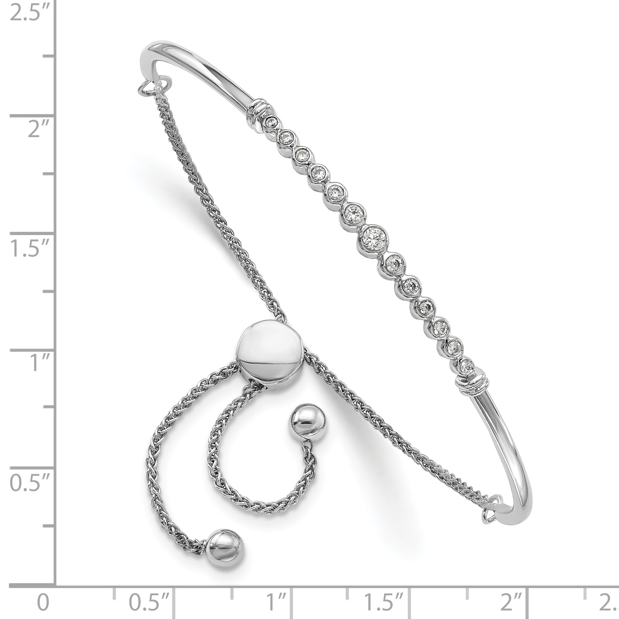 14k White Gold 1/5 Ct. Lab Grown Diamond VS/SI+ G+ Adjustable Bolo Bracelet